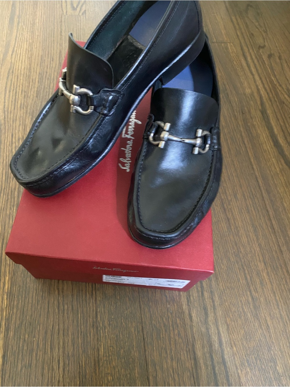 Salvatore Ferragamo Black Leather Horsebit Loafers